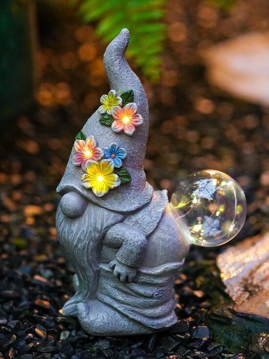 Other - Solar Funny Garden Gnome Statue: Outdoor Sculpture Lights for Yard Lawn Porch Ba
